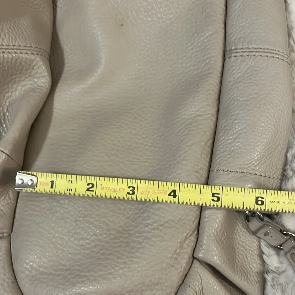 Banana Republic Beige Stone Pebbled Leather Slouchy Crossbody Shoulder Bag Purse